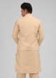 Golden Art Silk Nehru Jacket Suit